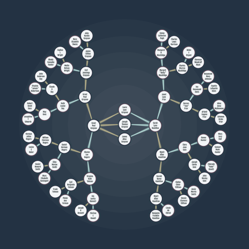 Experimenting with Family Tree layouts in P5JS #2